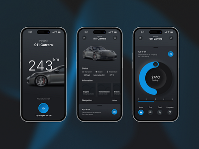 Porsche 911 Carrera Mobile App Concept 3d animation app design car app porsche product design