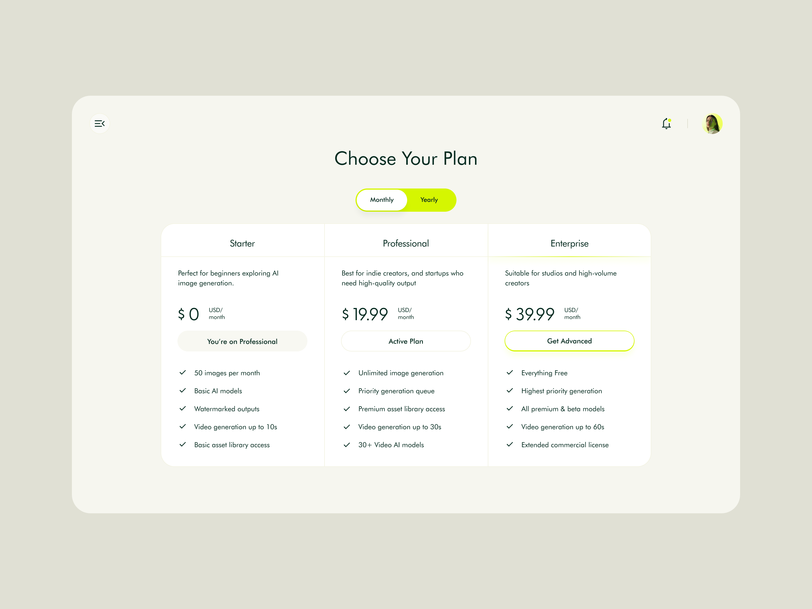 Choose Your Plan _ Pricing cards minimal plans price ui pricing pricing cards pricing page pricing table saas ui web pricing website
