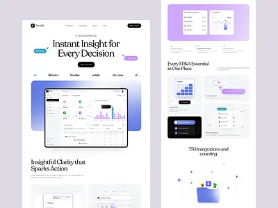 Synthi - a finance planning & analysis saas landing page business analytics data visualization fintech ui fintechlandingpage productivity app saas saaslandingpage saaswebsite visual design
