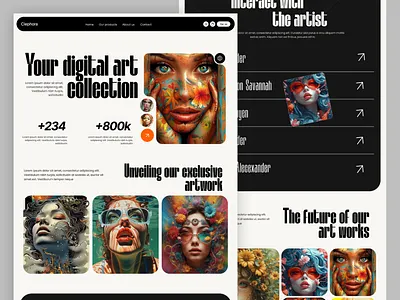 Digital Art Landing Page Design art branding digital art design graphic design landing page modern ui design ux design web web page webapp website