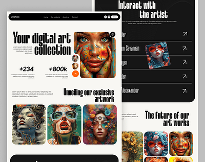 Digital Art Landing Page Design art branding digital art design graphic design landing page modern ui design ux design web web page webapp website