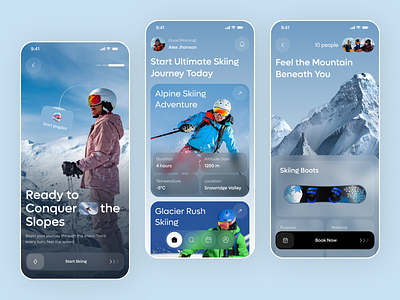 Ski Resort App Design app app design app ui booking design ios minimalist mobile mobile app running service ski travel travel agency uiux