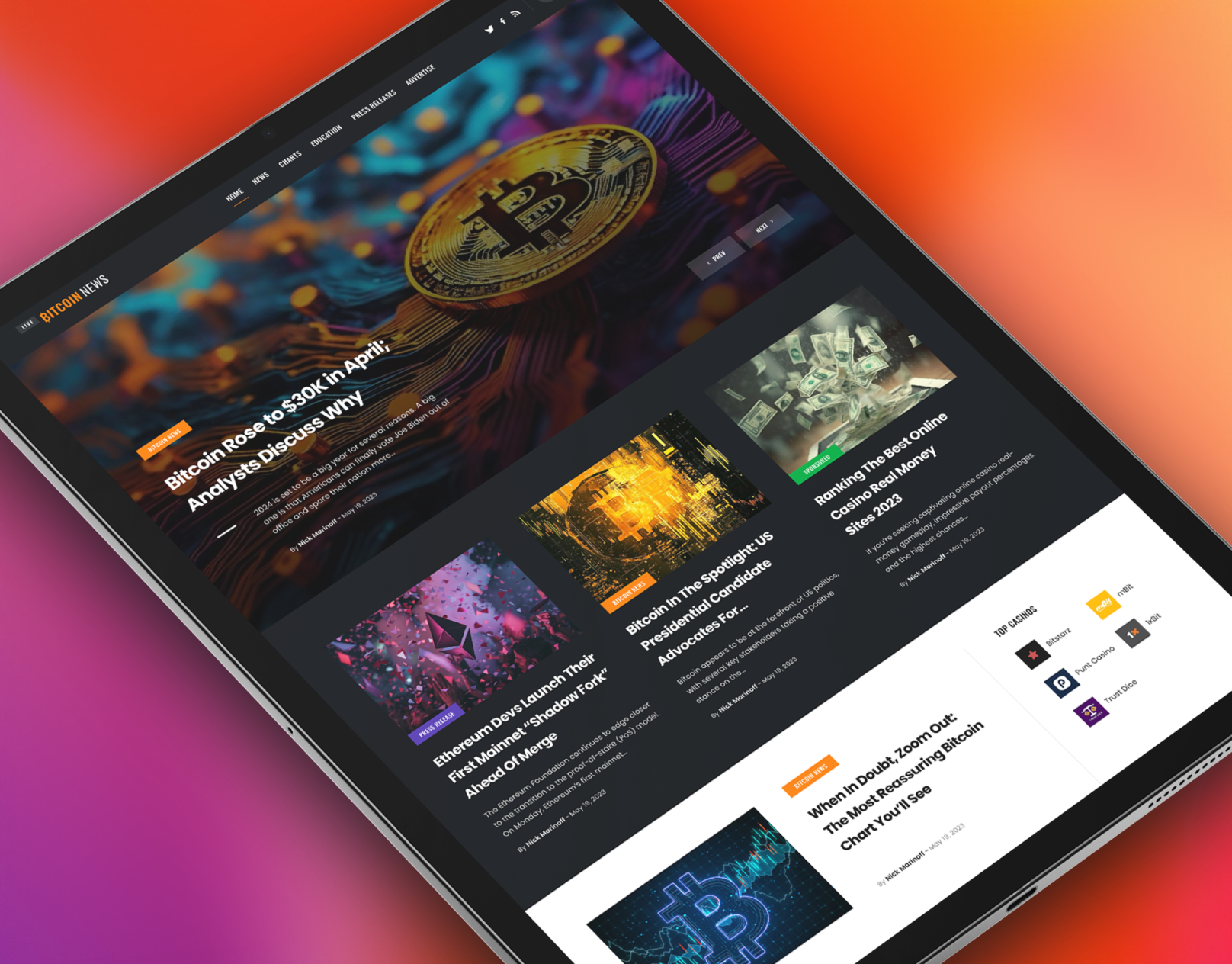 LiveBitcoinNews bitcoin blog crypto news uiux webdesign website wordpress