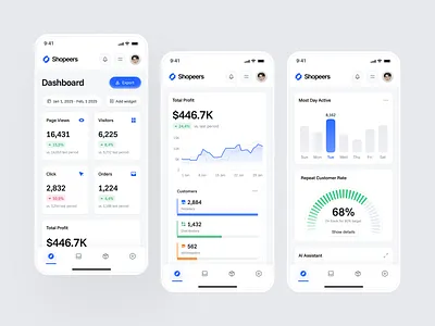Shopeers — AI-Powered B2B eCommerce Analytics Mobile Responsive ai ai agent ai integration analytics artificial intelligence automation b2b b2b market clean dashboard dipa inhouse ecommerce minimalist mobile mobile responsive modern design orb product design saas startup