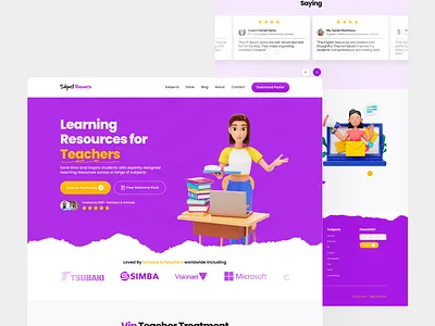 Subject Resource education landing page motion graphics teachers ui ui design ux web app website