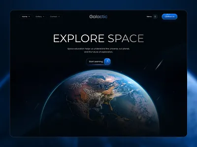 Galactic – Space Education Landing Page class clean course dark earth education hero home page landing page online planet space study ui ux visual design web web app web design website