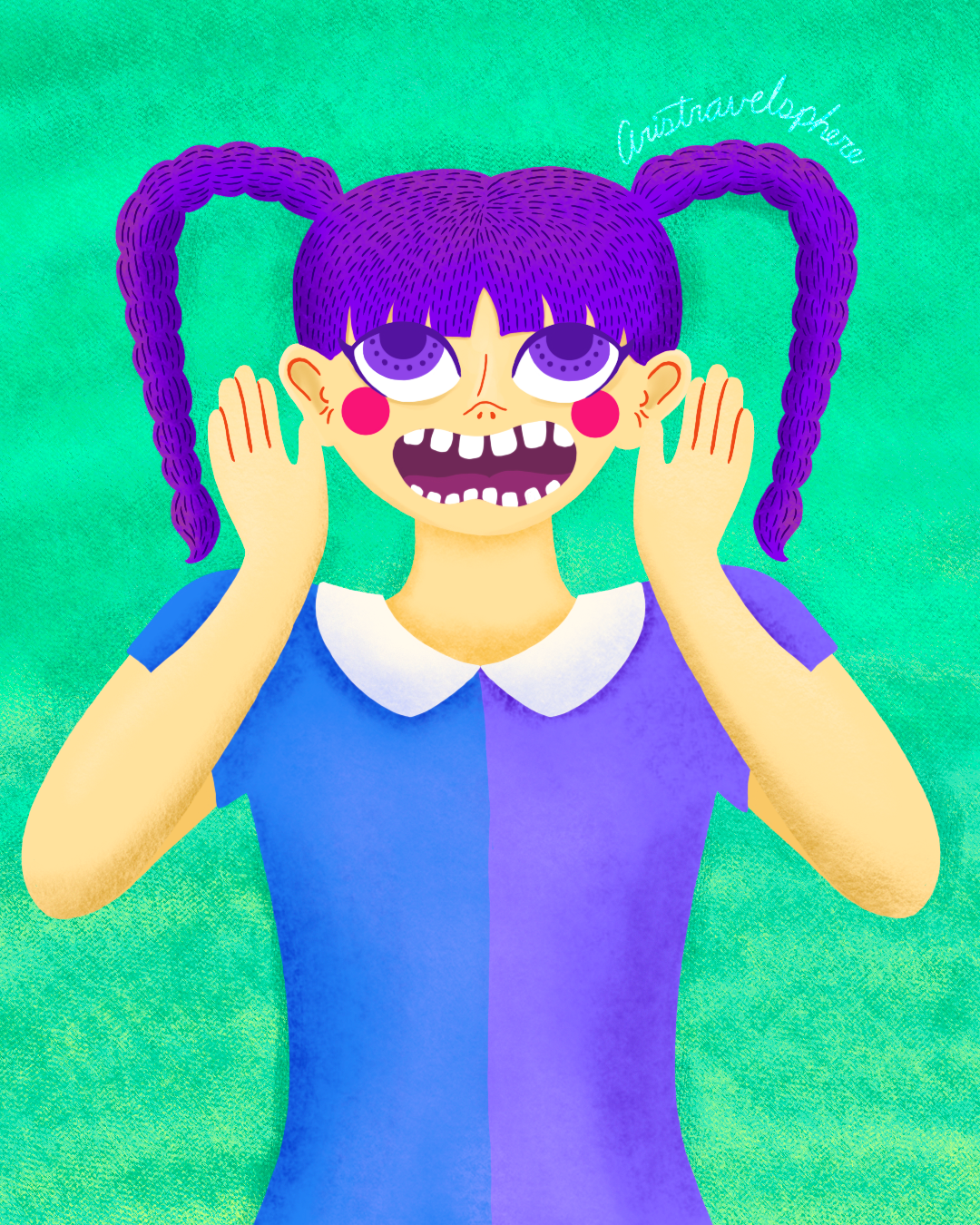 Inktober Day 24 Rowdy ✨ colorful funny girl hand drawn illustration illustrator procreate rowdy silly timelapse drawing