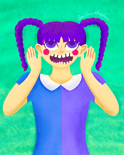 Inktober Day 24 Rowdy ✨ colorful funny girl hand drawn illustration illustrator procreate rowdy silly timelapse drawing