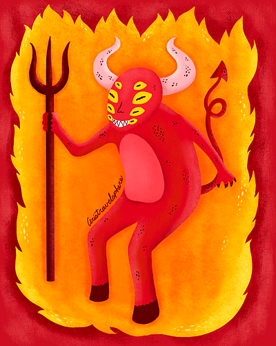 Inktober Day 25 Inferno ✨ cute devil drawing fire hand drawn illustration illustrator inferno procreate procreate drawing procreate timelapse
