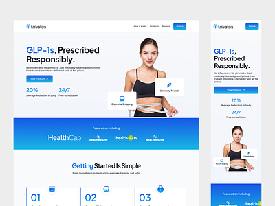 Tmates fitness landing page responsive website ui ux ux design web app website