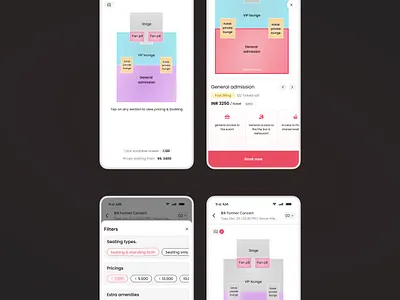 Concert ticket booking screen animation ui ux
