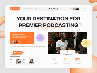 YapTalk- Podcast Web Header homepage podcast ui ui design user interface ux ux design web header website