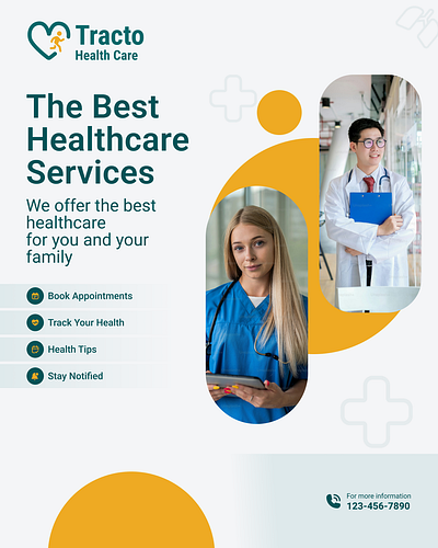 Tracto Healthcare Poster logo ui uiux design ux design ux research web design
