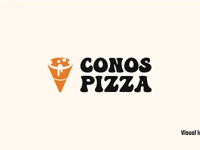 Conos Pizza: Groovy Retro Food Branding & Visual Identity branding graphic design logo logo design packaging design pizza cone pizza logo pizzacone