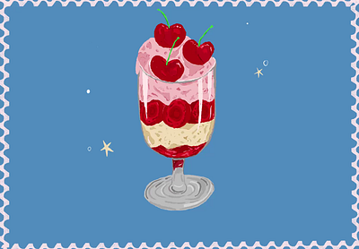 Cherry parfait- An illustration inspired by a craving adobe fresco animation concept art digital art food art food illustration illustration illustrator visual art