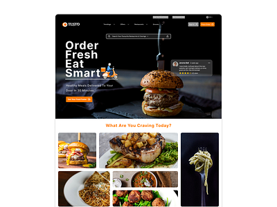 Modern Food Landing Page — “Eat. Feel. Repeat.” content delivery eats food hero home landing page section uber ui webpagge website wesite zomato