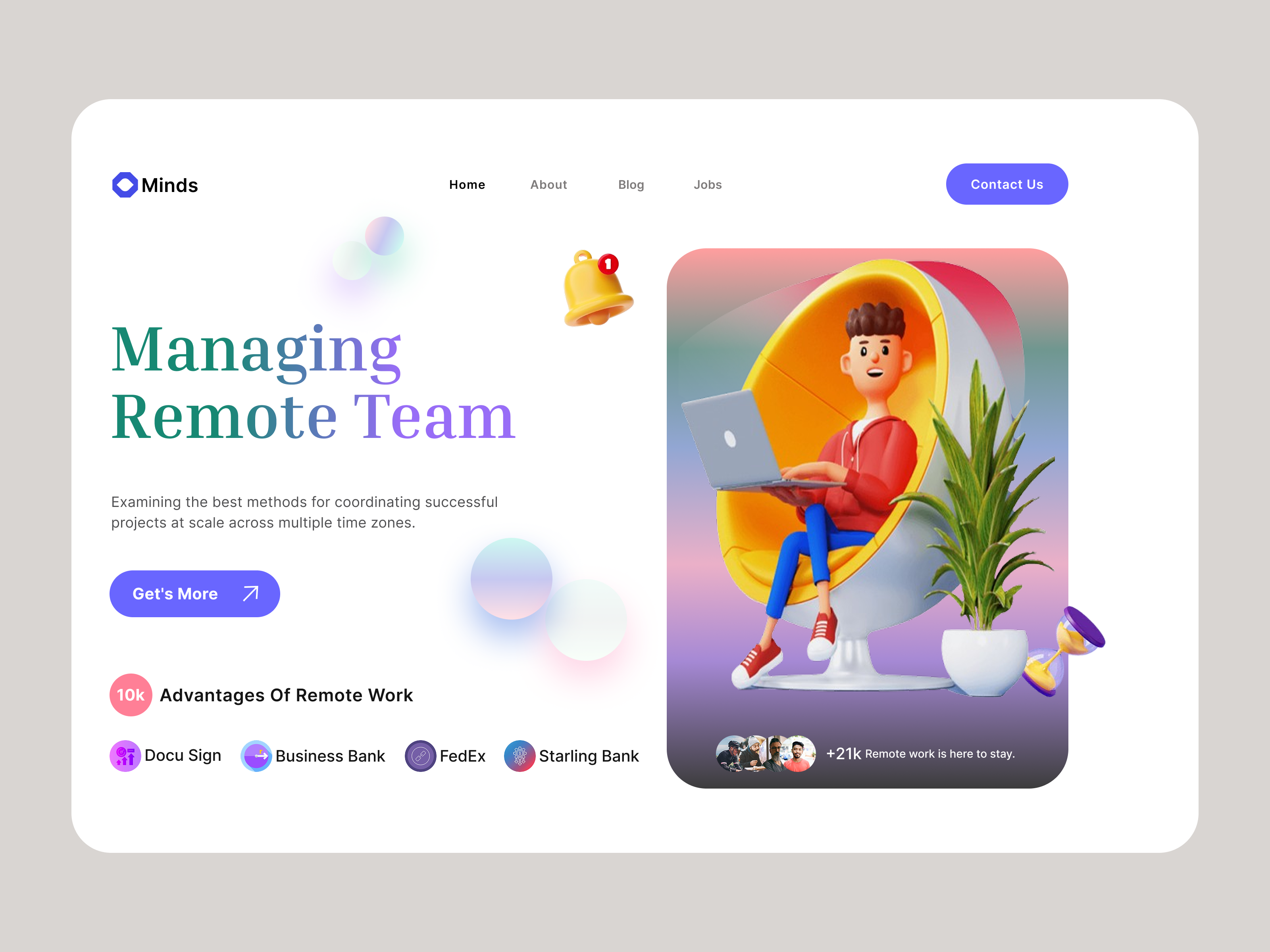 Example of Project management Landing Page