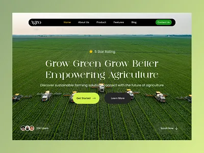 Agriculture Hero section Page Design agriculture website agro landing page agrotech ui branding clean ui design creative web layout eco friendly design farming ui design green technology hero section design minimal website modern agriculture modern web design nature theme website product landing page responsive design sustainable agriculture ui ui ux inspiration web interface design