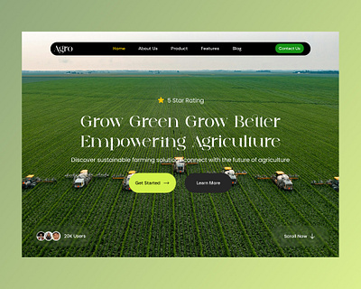 Agriculture Hero section Page Design agriculture website agro landing page agrotech ui branding clean ui design creative web layout eco friendly design farming ui design green technology hero section design minimal website modern agriculture modern web design nature theme website product landing page responsive design sustainable agriculture ui ui ux inspiration web interface design