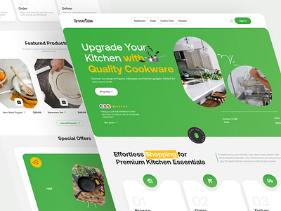 Grocerease cookware design grocerease kitchen landing page ui ui design ux ux design website