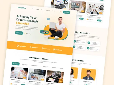 E-learning Landing Page app design college course design e learning e learning web education landing page learning website online class online course online learning online tutoring school study tutor ui uiux university web design