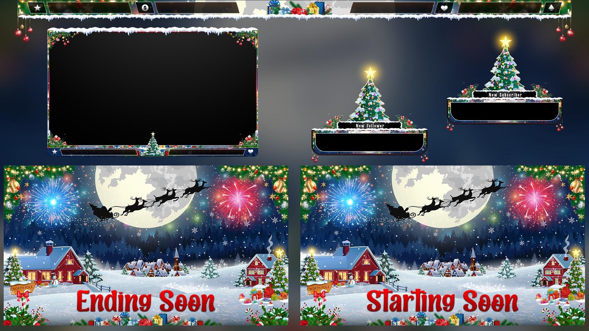 Christmas Overlay Pack christmasoverlay design gaming logo graphic design illustration logo overlays stream overlay twitch
