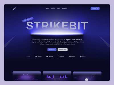 StrikeBit – Next-Gen AI-Powered Crypto Trading Platform ai agent ai trading blockchain clean ui crypto analytics crypto exchanges crypto platform dark ui dashboard design data visualization exchange finance app fintech landing page design modern design tech website trading interface web design web3