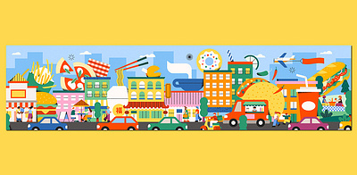 Food City Illustration app branding design graphic design illustration logo typography ui ux vector