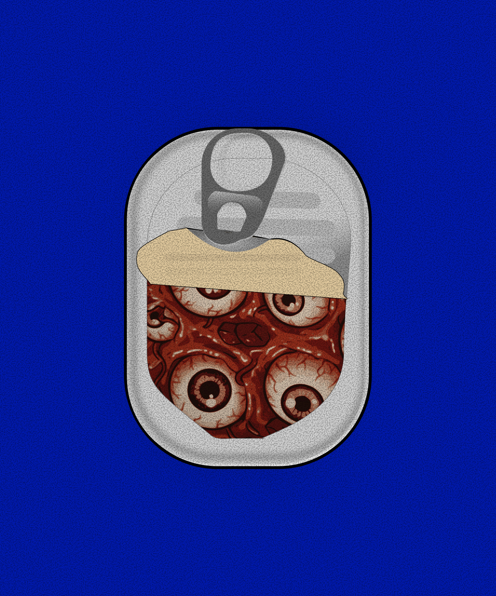 Ring Pull For An Eye-Full blood eyeballs eyes halloween illustration sardines shunte88 tin tomato sauce vector