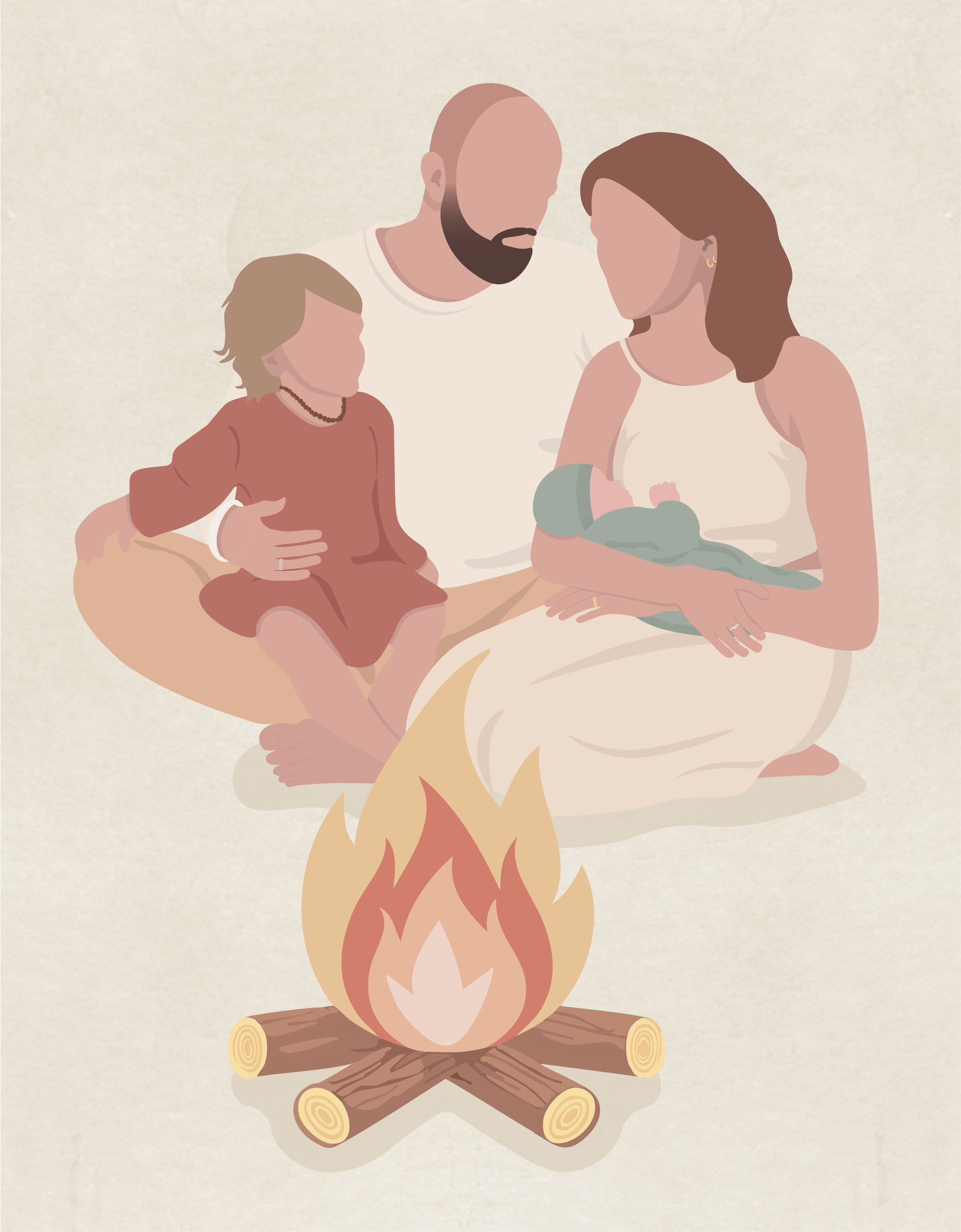 Birth Illustration of my family adobe illustrator birth announcement campfire clean design family flat design illustration person illustration print