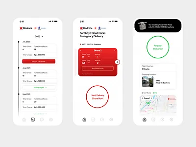 Blood Packs Emergency Delivery via Drone Concept 3d branding mobile apps uiux design web dashboard