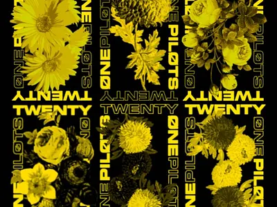 Twenty One Pilots yellow floral floral graphic design merch tøp yellow