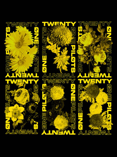 Twenty One Pilots yellow floral floral graphic design merch tøp yellow