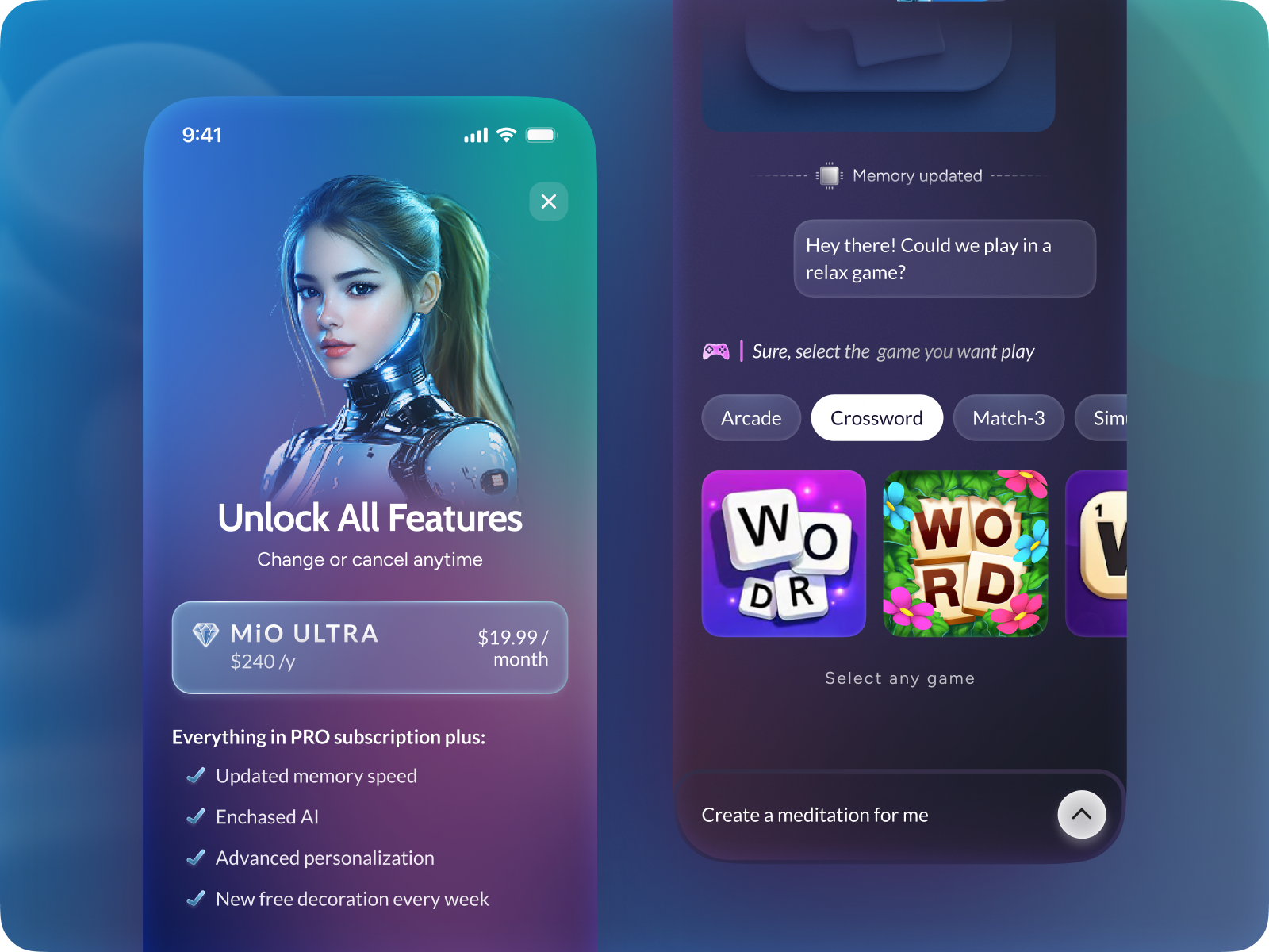 UI/UX Designer for Gamified AI-Powered app Assistant - MIO ai powered app app design chat app gamification strategy gamified app graphic design icon subscription page ui uiux user flow wireframing