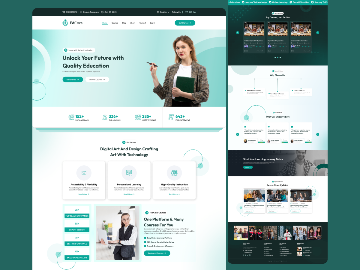 Education Landing Page Design design e learning home design e learning landing page design e learning website design education apps design education home page design education landing page design education ui design education website design figma ui ui ux design ux