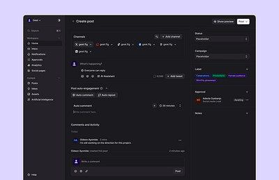 Social Media Management Tool figma graphic design product design ui ux