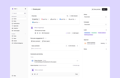 Social Media Management Tool design figma product design ui ux