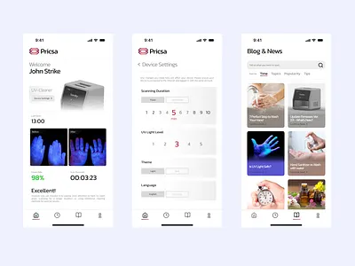 UV-C Sanitizing Device - Mobile App 3d mobile apps uiux design