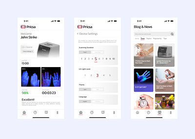 UV-C Sanitizing Device - Mobile App 3d mobile apps uiux design