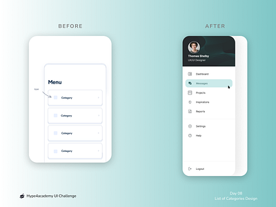 Daily UI Challenge #08 - List of Categories dailyui design figma hype4academy menu sidebar sidebarmenu ui uidesign uiux ux