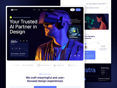 Novistra - Digital AI Company Website agency website ai artificial intelligence blockchain branding clean dark data data science digital hero page interface landing page machine learning minimal neural network product saas ui ux webdesign