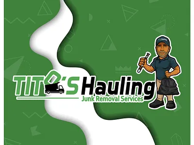 Junk Removal Mascot Logo Design | Tito’s Hauling Brand Identity business logo cartoon junk removal logo cartoon logo design junk removal cartoon logo professional logo design