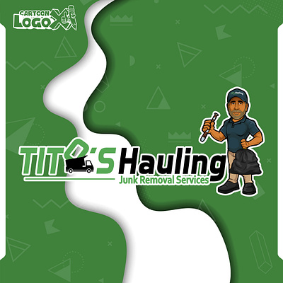 Junk Removal Mascot Logo Design | Tito’s Hauling Brand Identity business logo cartoon junk removal logo cartoon logo design junk removal cartoon logo professional logo design