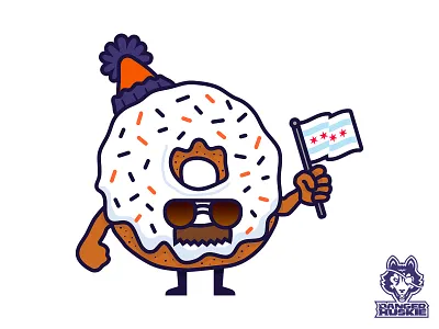 Chicago Donut aviator sunglasses chicago chicago flag donut illustration illustrator mustache stocking cap sunglasses vector