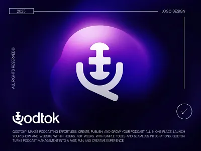 Letter Q - Microphone - Podcast Logo Design branding creative logo design geometric letter q logo logoinspiration logotype modern logo pod podcast creation podcast logo podcasting radio saas logo sound speak talk tech technology