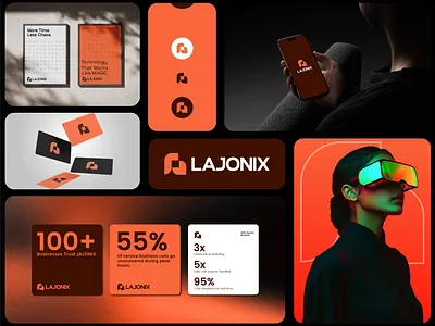 LAJONIX- futuristic tech brand identity design ai branding brand designer brand identity design inspiration digital branding futuristic design geometric logo innovation design logo design minimal design modern design saas branding startup branding tech branding technology logo visual identity