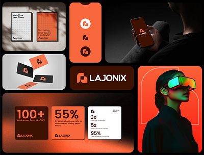 LAJONIX- futuristic tech brand identity design ai branding brand designer brand identity design inspiration digital branding futuristic design geometric logo innovation design logo design minimal design modern design saas branding startup branding tech branding technology logo visual identity