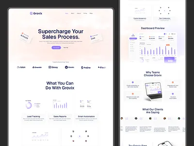 Grovix - Sales management SaaS Website animation design finance website landing page saas product sales management sales management dashboard sales management saas website ui ux web design webpage website