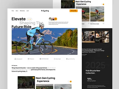 Cycling Experience Landing Page UI Design bicycle bicyclewebdesign cyclingbrand cyclingwebsite figmadesign homepage landing landingpage landingpagedesign modernuiux outdoorwebsite page sportsui ui uiuxinspiration ux walk webinterfacedesign