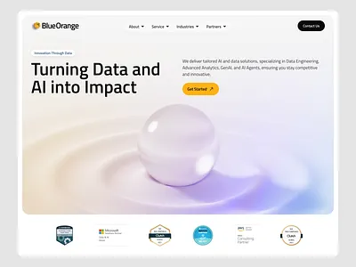 BlueOrange Website Hero Section Redesign – Data & AI Solutions interface product service startup ui ux web